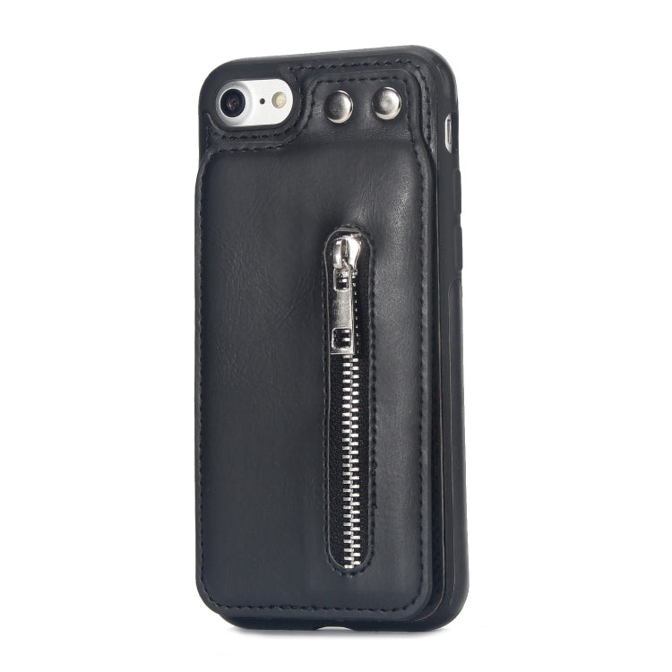 Vertical Flip Zipper Multi-functional Leather Case For iPhone SE 2020 & 8 & 7, with Holder & Photo Frame & Card Slots