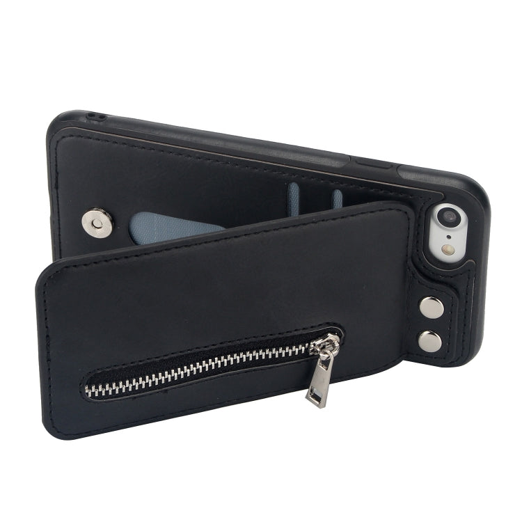Vertical Flip Zipper Multi-functional Leather Case For iPhone SE 2020 & 8 & 7, with Holder & Photo Frame & Card Slots