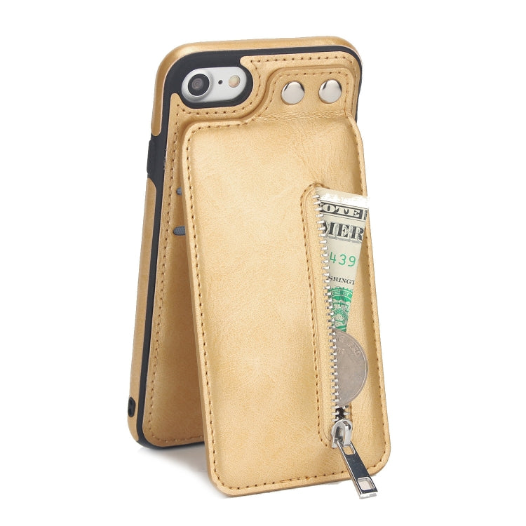 Vertical Flip Zipper Multi-functional Leather Case For iPhone SE 2020 & 8 & 7, with Holder & Photo Frame & Card Slots
