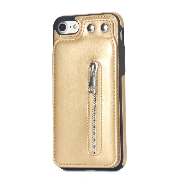 Vertical Flip Zipper Multi-functional Leather Case For iPhone SE 2020 & 8 & 7, with Holder & Photo Frame & Card Slots