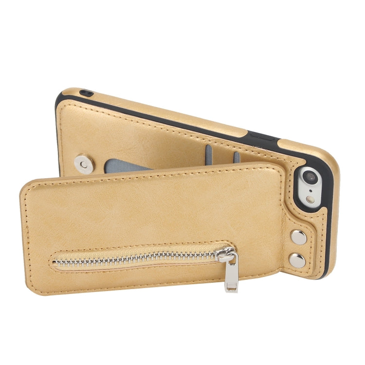 Vertical Flip Zipper Multi-functional Leather Case For iPhone SE 2020 & 8 & 7, with Holder & Photo Frame & Card Slots