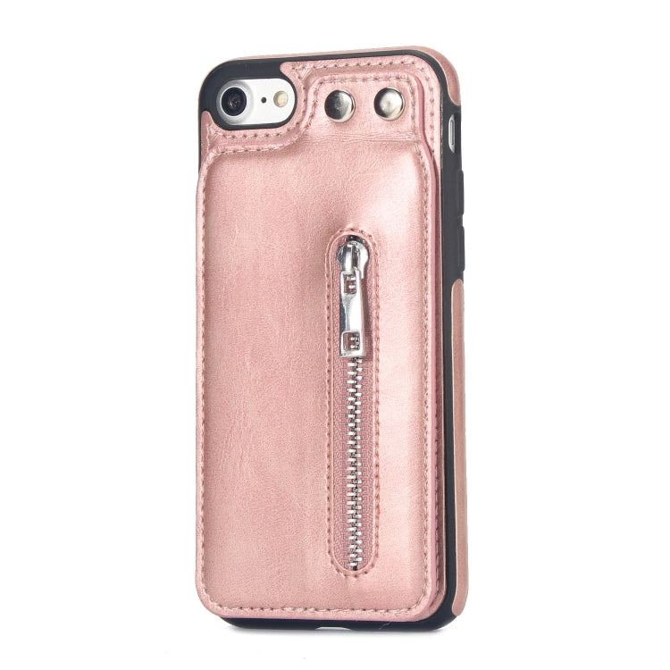 Vertical Flip Zipper Multi-functional Leather Case For iPhone SE 2020 & 8 & 7, with Holder & Photo Frame & Card Slots