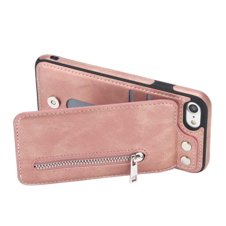 Vertical Flip Zipper Multi-functional Leather Case For iPhone SE 2020 & 8 & 7, with Holder & Photo Frame & Card Slots