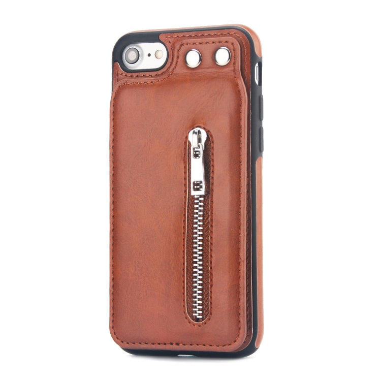 Vertical Flip Zipper Multi-functional Leather Case For iPhone SE 2020 & 8 & 7, with Holder & Photo Frame & Card Slots