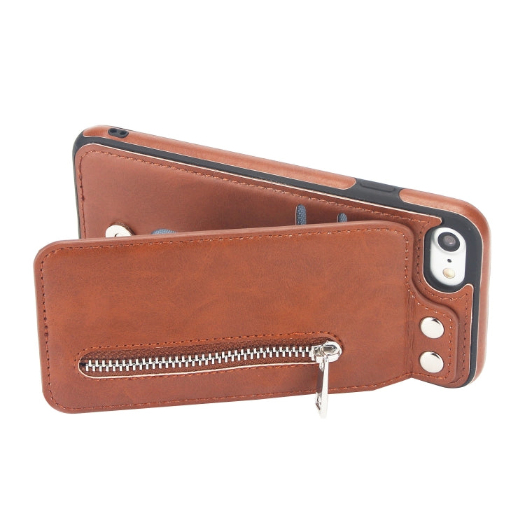 Vertical Flip Zipper Multi-functional Leather Case For iPhone SE 2020 & 8 & 7, with Holder & Photo Frame & Card Slots