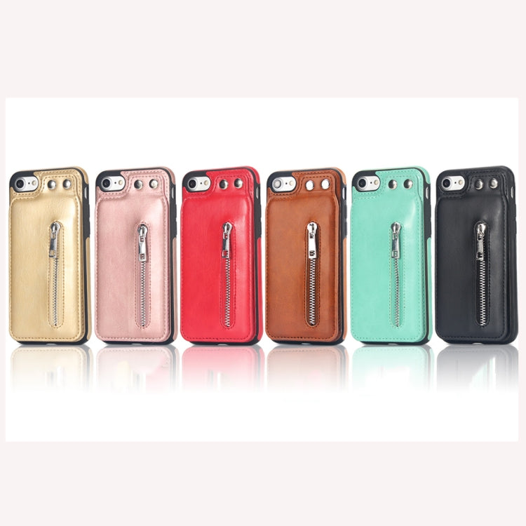Vertical Flip Zipper Multi-functional Leather Case For iPhone SE 2020 & 8 & 7, with Holder & Photo Frame & Card Slots
