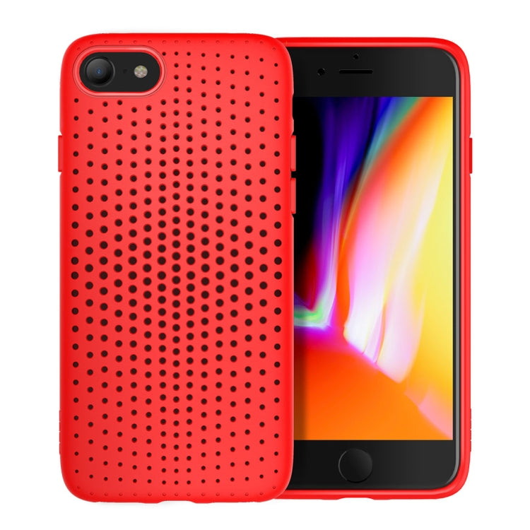ROCK Dot Series For iPhone SE 2020 & 8 & 7 Mesh Style TPU Breathable Soft Protective Back Cover Case(Red)