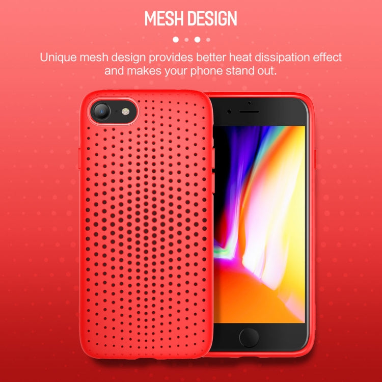 ROCK Dot Series For iPhone SE 2020 & 8 & 7 Mesh Style TPU Breathable Soft Protective Back Cover Case(Red)