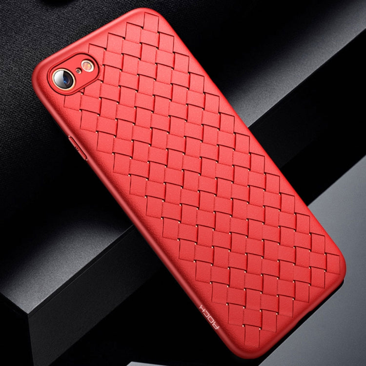ROCK For iPhone SE 2020 & 8 & 7 Weave Style Ultra-thin TPU Soft Protective Back Cover Case (Red)