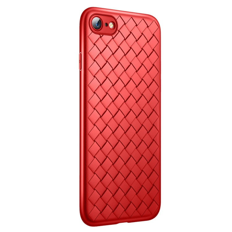 ROCK For iPhone SE 2020 & 8 & 7 Weave Style Ultra-thin TPU Soft Protective Back Cover Case (Red)
