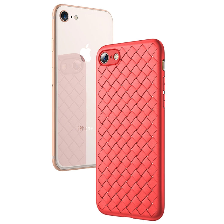 ROCK For iPhone SE 2020 & 8 & 7 Weave Style Ultra-thin TPU Soft Protective Back Cover Case (Red)