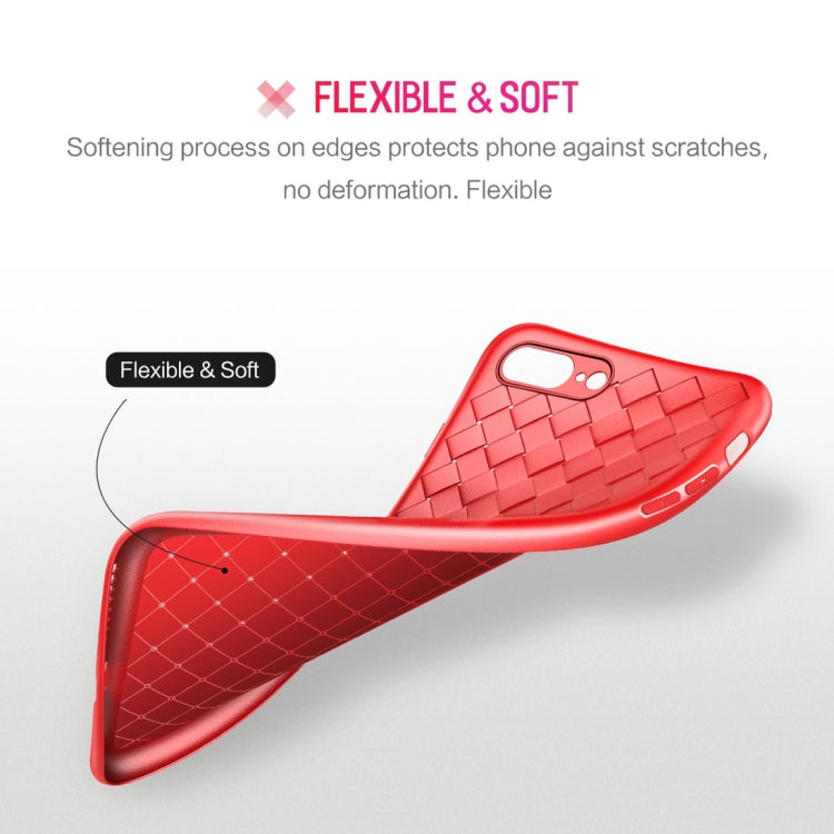 ROCK For iPhone SE 2020 & 8 & 7 Weave Style Ultra-thin TPU Soft Protective Back Cover Case (Red)