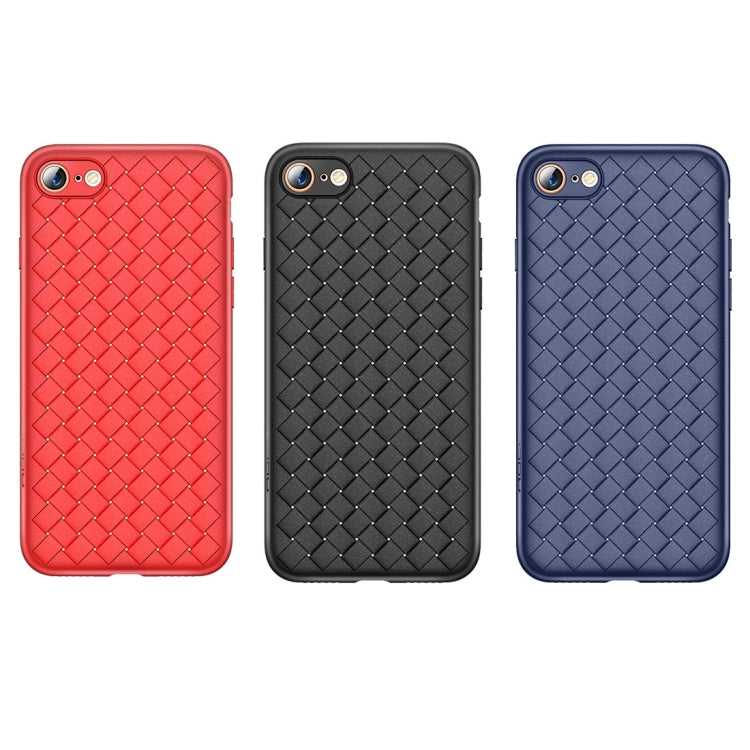 ROCK For iPhone SE 2020 & 8 & 7 Weave Style Ultra-thin TPU Soft Protective Back Cover Case (Red)
