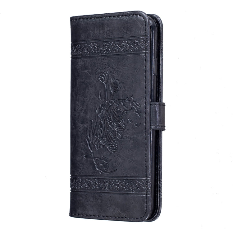 For iPhone SE 2020 & 8 & 7 Retro Oil Wax Texture Horizontal Flip Embossed Leather Case with Holder & Card Slots & Wallet & Photo Frame & Lanyard