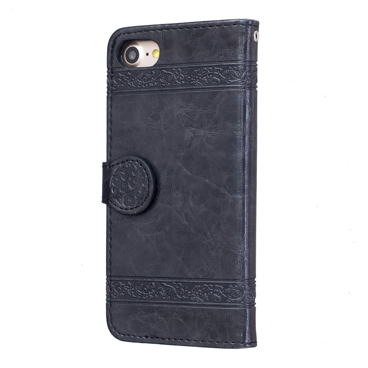 For iPhone SE 2020 & 8 & 7 Retro Oil Wax Texture Horizontal Flip Embossed Leather Case with Holder & Card Slots & Wallet & Photo Frame & Lanyard