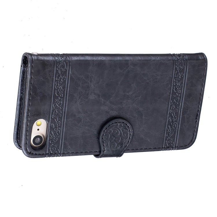 For iPhone SE 2020 & 8 & 7 Retro Oil Wax Texture Horizontal Flip Embossed Leather Case with Holder & Card Slots & Wallet & Photo Frame & Lanyard