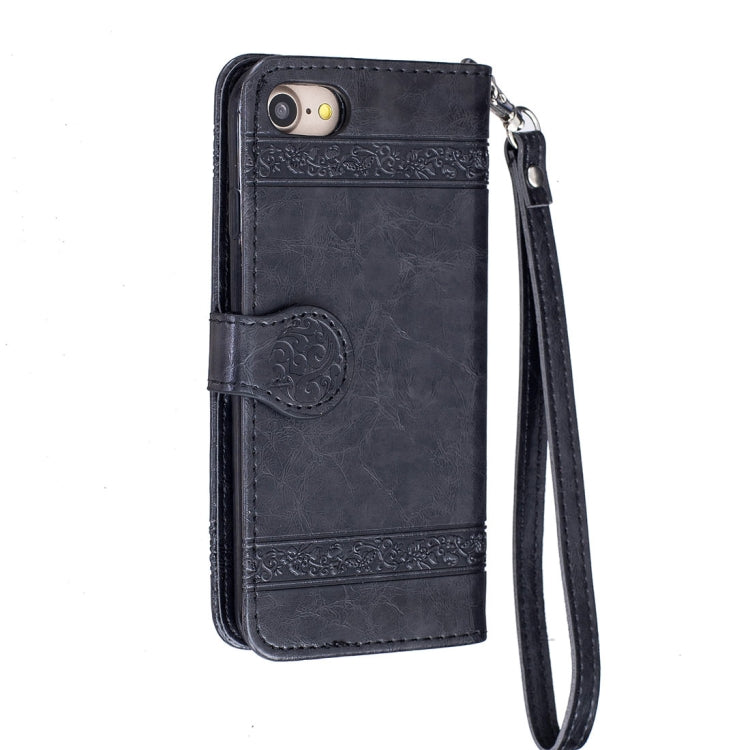 For iPhone SE 2020 & 8 & 7 Retro Oil Wax Texture Horizontal Flip Embossed Leather Case with Holder & Card Slots & Wallet & Photo Frame & Lanyard