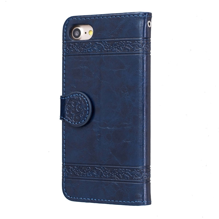 For iPhone SE 2020 & 8 & 7 Retro Oil Wax Texture Horizontal Flip Embossed Leather Case with Holder & Card Slots & Wallet & Photo Frame & Lanyard