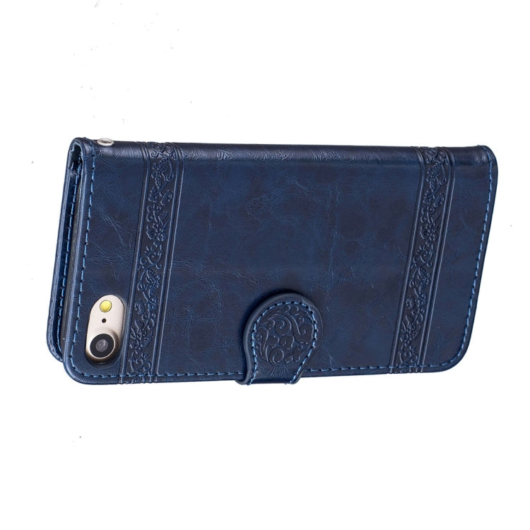 For iPhone SE 2020 & 8 & 7 Retro Oil Wax Texture Horizontal Flip Embossed Leather Case with Holder & Card Slots & Wallet & Photo Frame & Lanyard