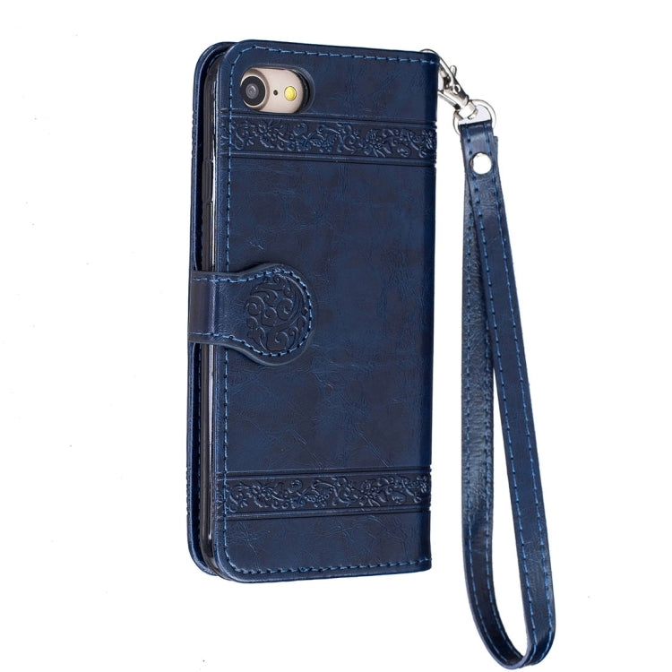 For iPhone SE 2020 & 8 & 7 Retro Oil Wax Texture Horizontal Flip Embossed Leather Case with Holder & Card Slots & Wallet & Photo Frame & Lanyard