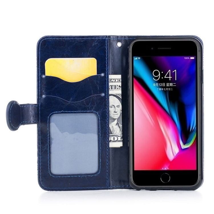 For iPhone SE 2020 & 8 & 7 Retro Oil Wax Texture Horizontal Flip Embossed Leather Case with Holder & Card Slots & Wallet & Photo Frame & Lanyard