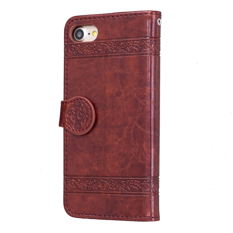 For iPhone SE 2020 & 8 & 7 Retro Oil Wax Texture Horizontal Flip Embossed Leather Case with Holder & Card Slots & Wallet & Photo Frame & Lanyard