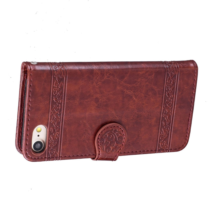 For iPhone SE 2020 & 8 & 7 Retro Oil Wax Texture Horizontal Flip Embossed Leather Case with Holder & Card Slots & Wallet & Photo Frame & Lanyard