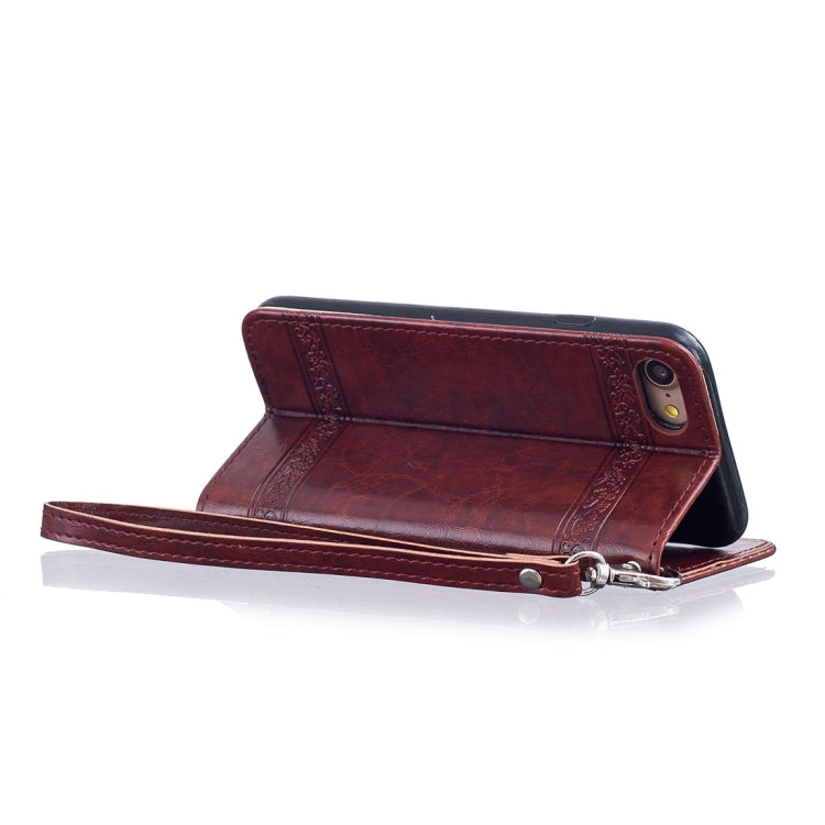 For iPhone SE 2020 & 8 & 7 Retro Oil Wax Texture Horizontal Flip Embossed Leather Case with Holder & Card Slots & Wallet & Photo Frame & Lanyard