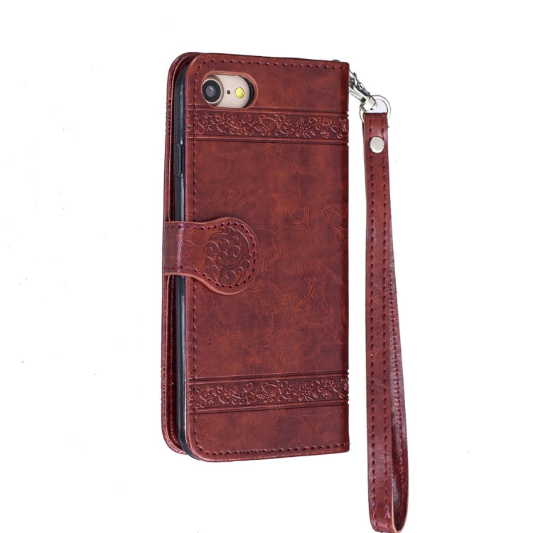 For iPhone SE 2020 & 8 & 7 Retro Oil Wax Texture Horizontal Flip Embossed Leather Case with Holder & Card Slots & Wallet & Photo Frame & Lanyard
