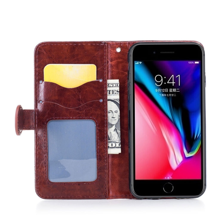For iPhone SE 2020 & 8 & 7 Retro Oil Wax Texture Horizontal Flip Embossed Leather Case with Holder & Card Slots & Wallet & Photo Frame & Lanyard