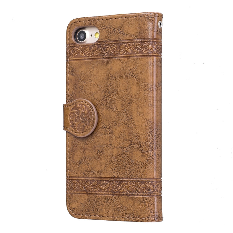 For iPhone SE 2020 & 8 & 7 Retro Oil Wax Texture Horizontal Flip Embossed Leather Case with Holder & Card Slots & Wallet & Photo Frame & Lanyard