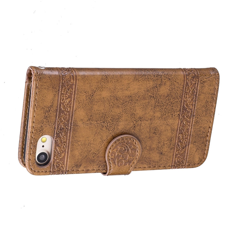 For iPhone SE 2020 & 8 & 7 Retro Oil Wax Texture Horizontal Flip Embossed Leather Case with Holder & Card Slots & Wallet & Photo Frame & Lanyard