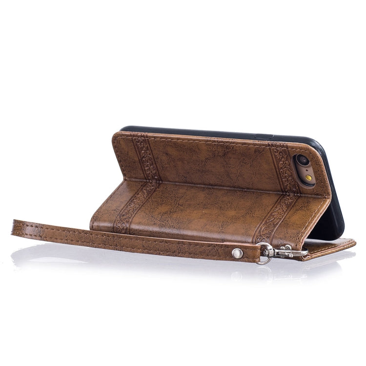For iPhone SE 2020 & 8 & 7 Retro Oil Wax Texture Horizontal Flip Embossed Leather Case with Holder & Card Slots & Wallet & Photo Frame & Lanyard