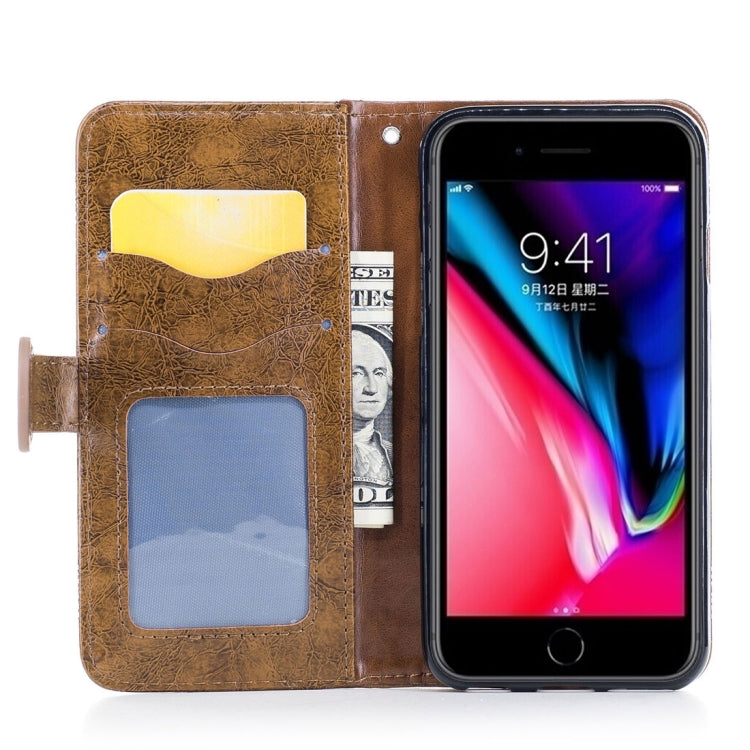 For iPhone SE 2020 & 8 & 7 Retro Oil Wax Texture Horizontal Flip Embossed Leather Case with Holder & Card Slots & Wallet & Photo Frame & Lanyard