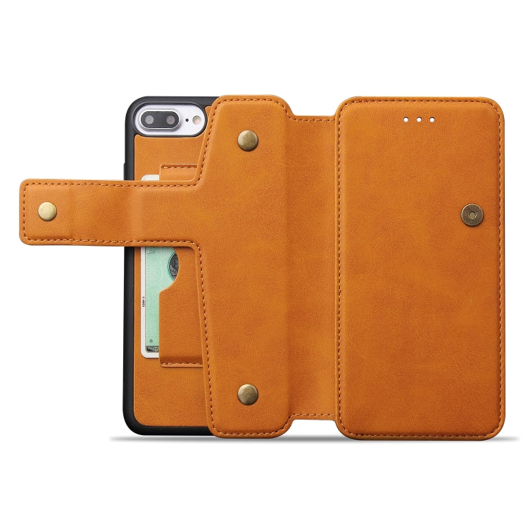 Cowhide Texture Magnetic Absorption Detachable Horizontal Flip Leather Case For iPhone SE 2020 & 8 & 7, with Holder & Card Slots & Wallet