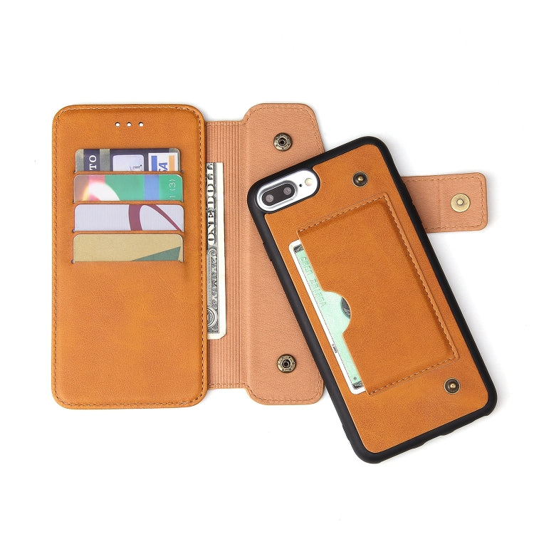 Cowhide Texture Magnetic Absorption Detachable Horizontal Flip Leather Case For iPhone SE 2020 & 8 & 7, with Holder & Card Slots & Wallet