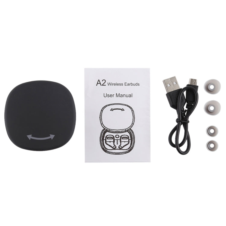 A2 TWS Outdoor Sports Portable In-ear Bluetooth V5.0 + EDR Earphone with 360 Degree Rotation Charging Box