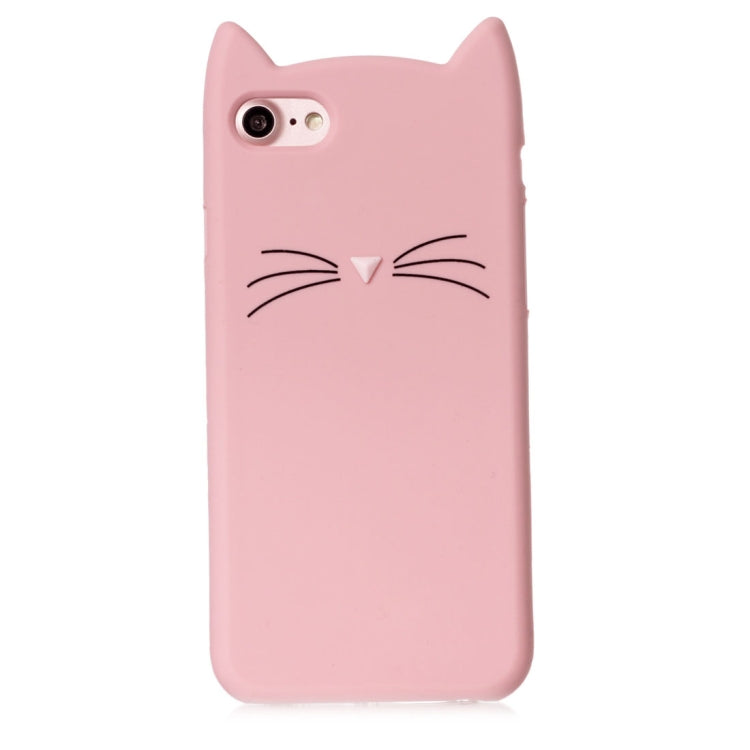 For iPhone SE 2020 & 8 & 7 Silicone Cat Whiskers Pattern Protective Back Cover Case (Pink)