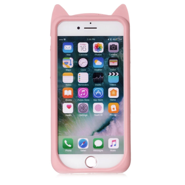 For iPhone SE 2020 & 8 & 7 Silicone Cat Whiskers Pattern Protective Back Cover Case (Pink)