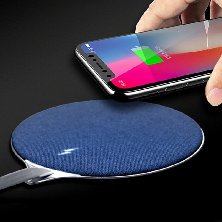 HAMTOD X10 10W Output General Aluminum Alloy + Cloth Materials Qi Standard Wireless Charger(Blue)