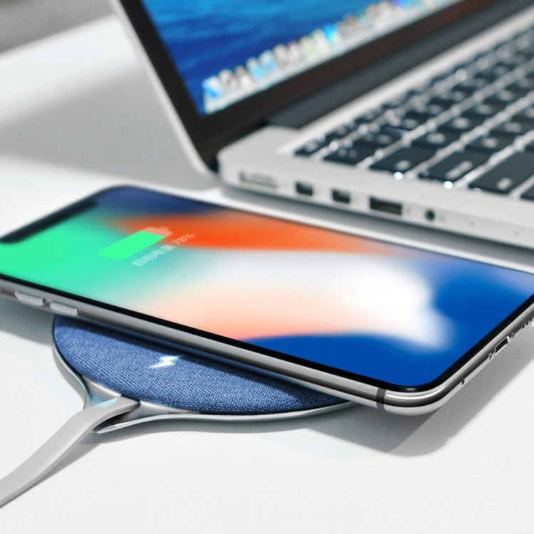 HAMTOD X10 10W Output General Aluminum Alloy + Cloth Materials Qi Standard Wireless Charger(Blue)