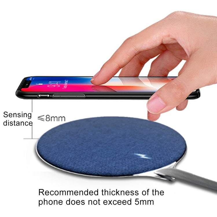 HAMTOD X10 10W Output General Aluminum Alloy + Cloth Materials Qi Standard Wireless Charger(Blue)