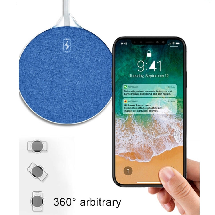 HAMTOD X10 10W Output General Aluminum Alloy + Cloth Materials Qi Standard Wireless Charger(Blue)