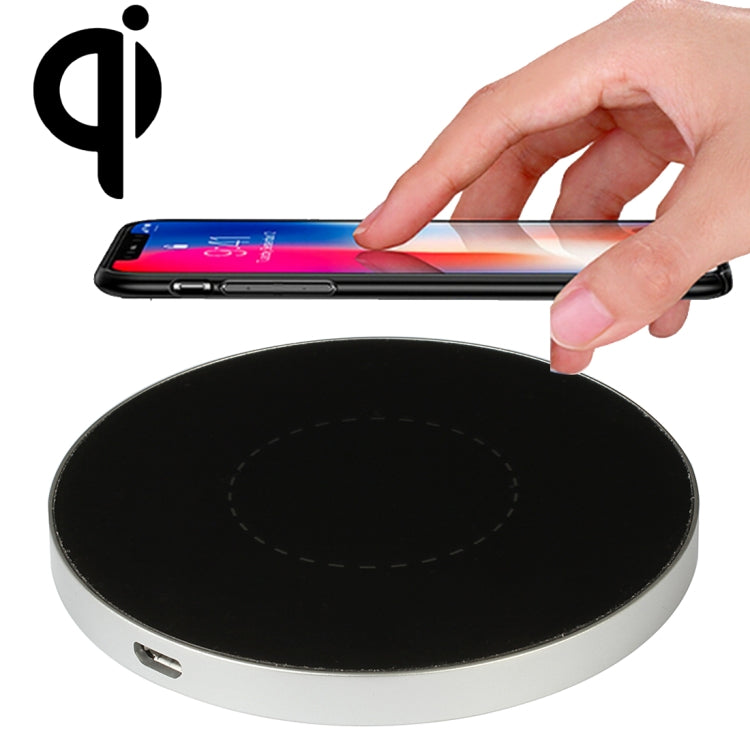 HAMTOD HG3 10W Output Aluminum Alloy Qi Standard Wireless Charger, For iPhone, Galaxy, Huawei, Xiaomi, LG, HTC and Other QI Standard Smart Phones (Silver)