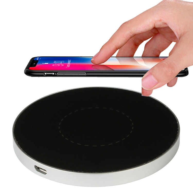 HAMTOD HG3 10W Output Aluminum Alloy Qi Standard Wireless Charger, For iPhone, Galaxy, Huawei, Xiaomi, LG, HTC and Other QI Standard Smart Phones (Silver)
