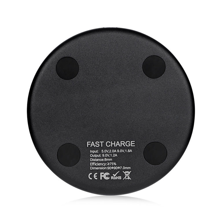 HAMTOD HG20 10W Output Aluminum Alloy Qi Standard Wireless Charger, For iPhone, Galaxy, Huawei, Xiaomi, LG, HTC and Other QI Standard Smart Phones (Black)