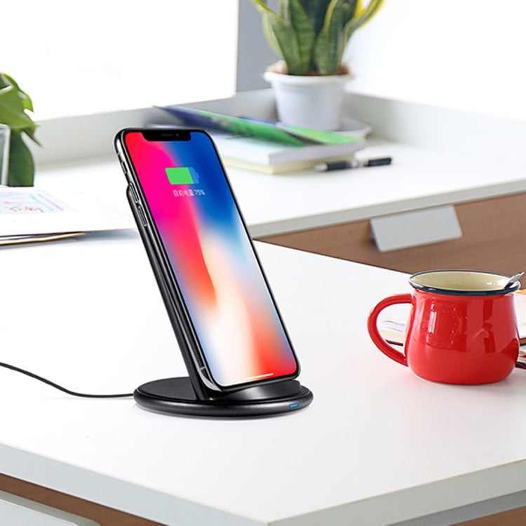 HAMTOD HG20 10W Output Aluminum Alloy Qi Standard Wireless Charger, For iPhone, Galaxy, Huawei, Xiaomi, LG, HTC and Other QI Standard Smart Phones (Black)