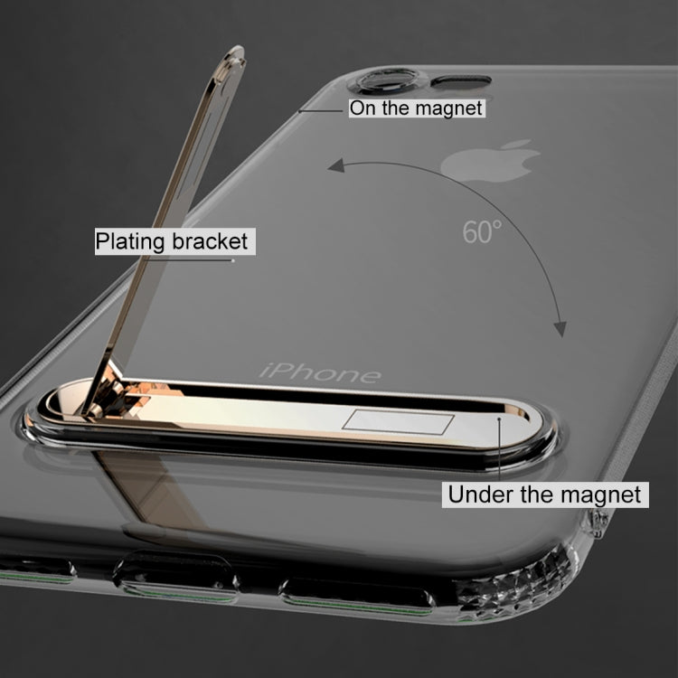 TOTUDESIGN For iPhone SE 2020 & 8 & 7 TPU + PC Dropproof Transparent Protective Back Cover Case with Electroplating Magnetic Holder