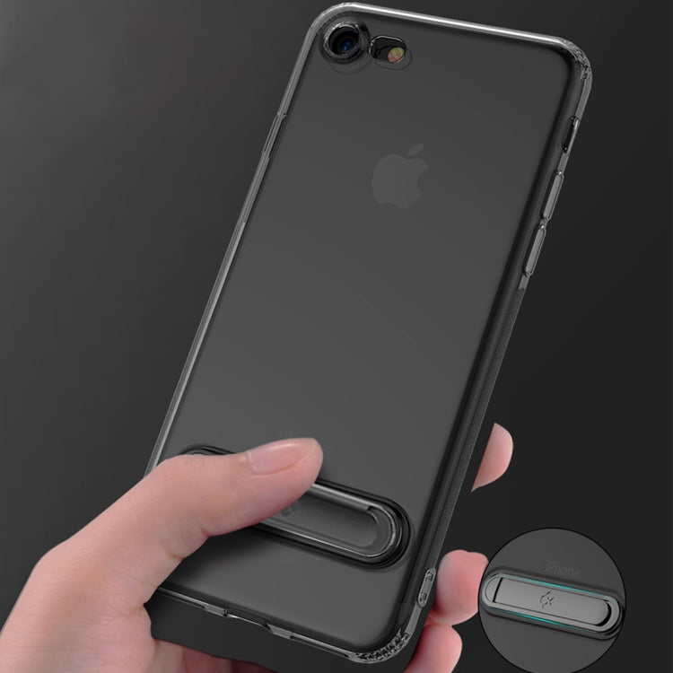 TOTUDESIGN For iPhone SE 2020 & 8 & 7 TPU + PC Dropproof Transparent Protective Back Cover Case with Electroplating Magnetic Holder