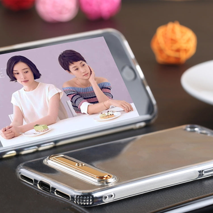 TOTUDESIGN For iPhone SE 2020 & 8 & 7 TPU + PC Dropproof Transparent Protective Back Cover Case with Electroplating Magnetic Holder
